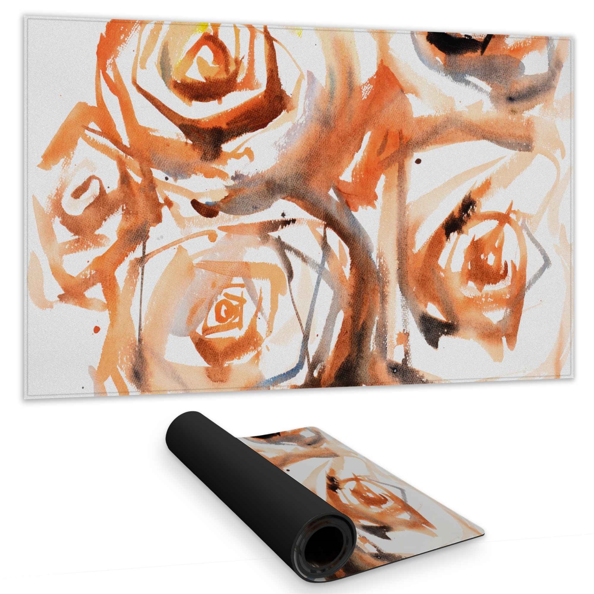 C1DM1424KUNTCC 14 x 24 in. Sepia Style Abstract Roses Bundle - Office Gaming Desk Mat Decor