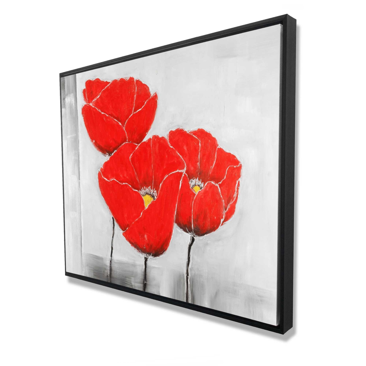 C1FC4860FDT0AI 48 x 60 in. Three Poppies - Botanical Red Framed Canvas for Home Decor
