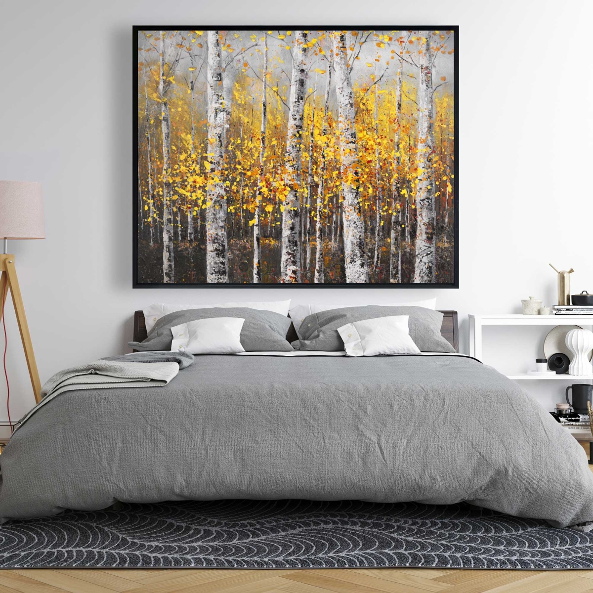 C1FC4860HJGNT4 48 x 60 in. Sunny Birch Trees - Contemporary Framed Canvas for Home