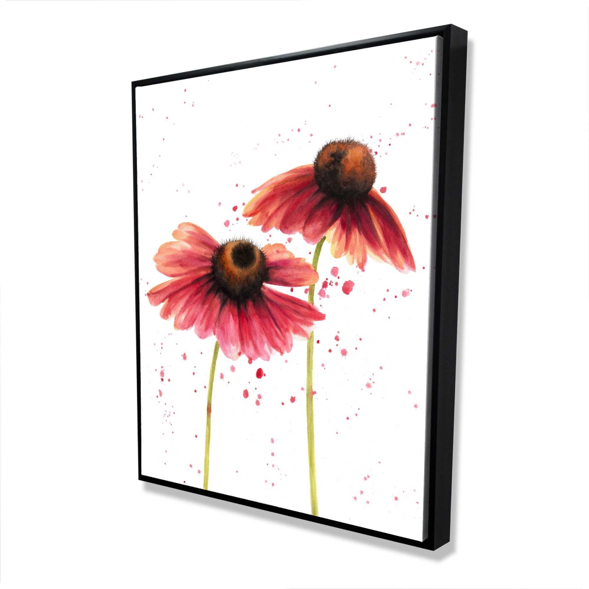 C1FC4860ST9X77 48 x 60 in. Two Pink Daisies - Framed Canvas Wall Art for Home Decor