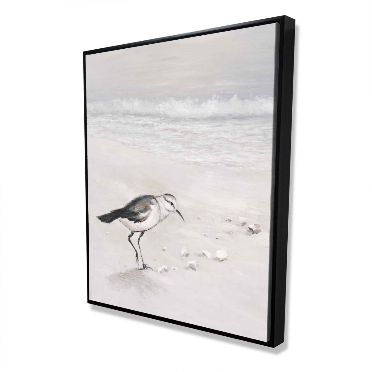 C1FC4860V7D4UU 48 x 60 in. Semipalmated Sandpiper Beige Bird Framed Canvas - Home Decor