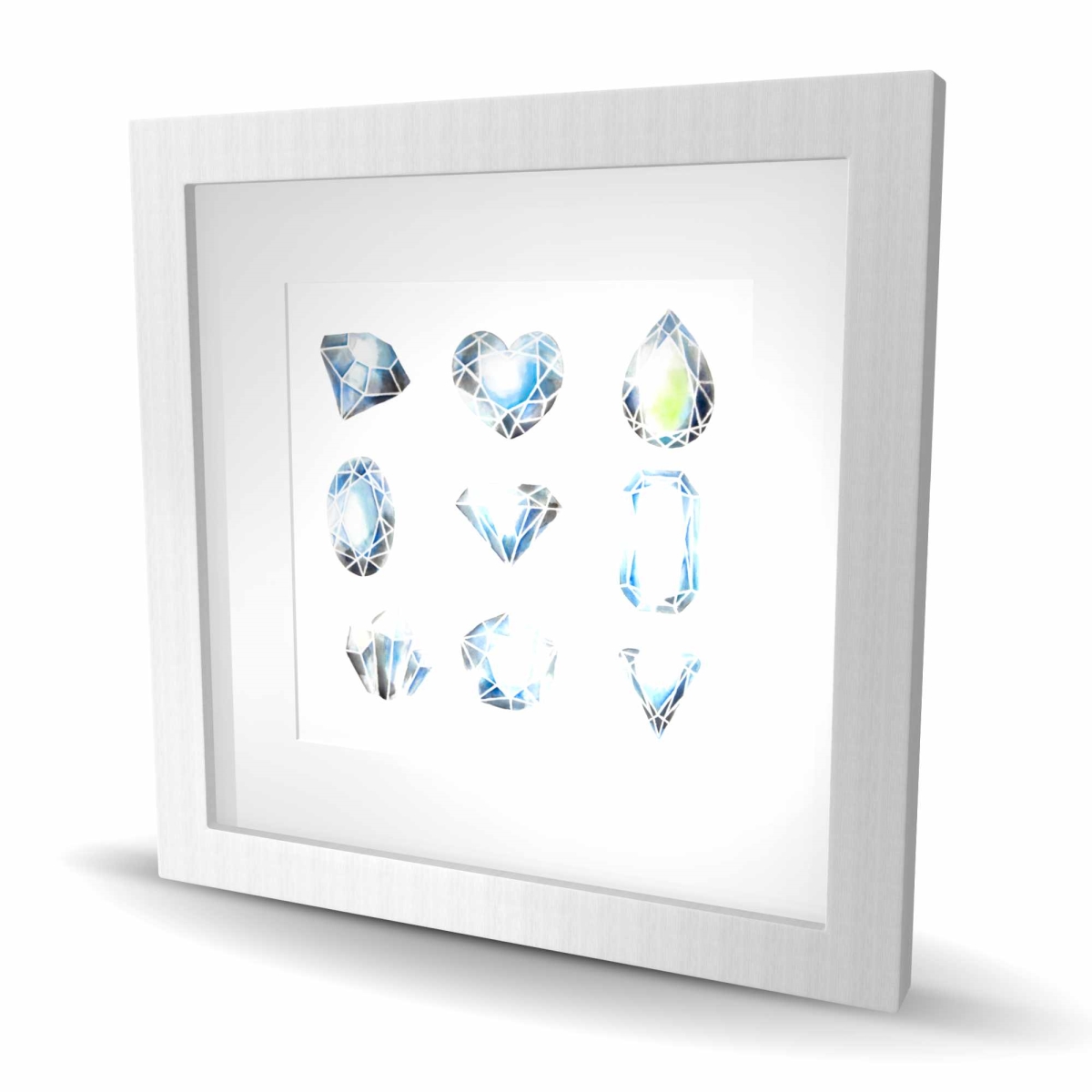 C1FM161698XA21 16 x 16 in. Crystals - Pattern Blue Framed Matted Print Wall Art for Home Decor