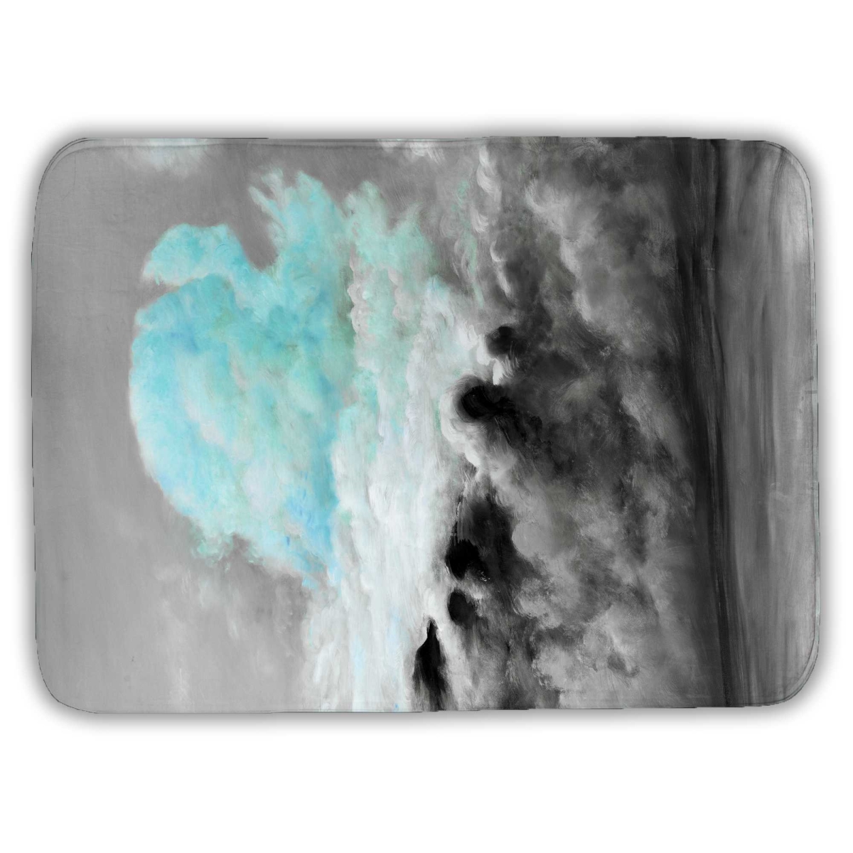 C1BM1724SRW7W3 17 x 24 in. Blue Clouds Shapes White Bath Mat - Stylish Design