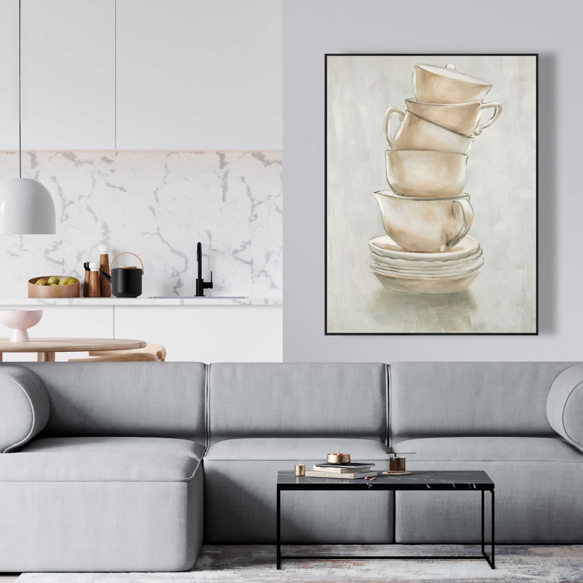 C1FC3648MTFPBR 36 x 48 in. Coffee Mugs - Contemporary Framed Canvas for Home Decor