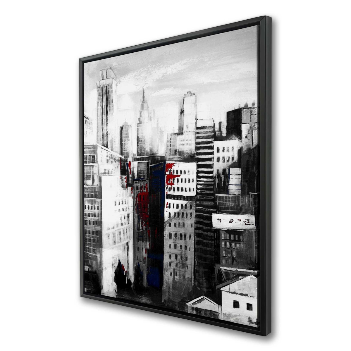 C1FC3648AILZO6 36 x 48 in. White City with Paint Splash - Framed Canvas for Home Decor