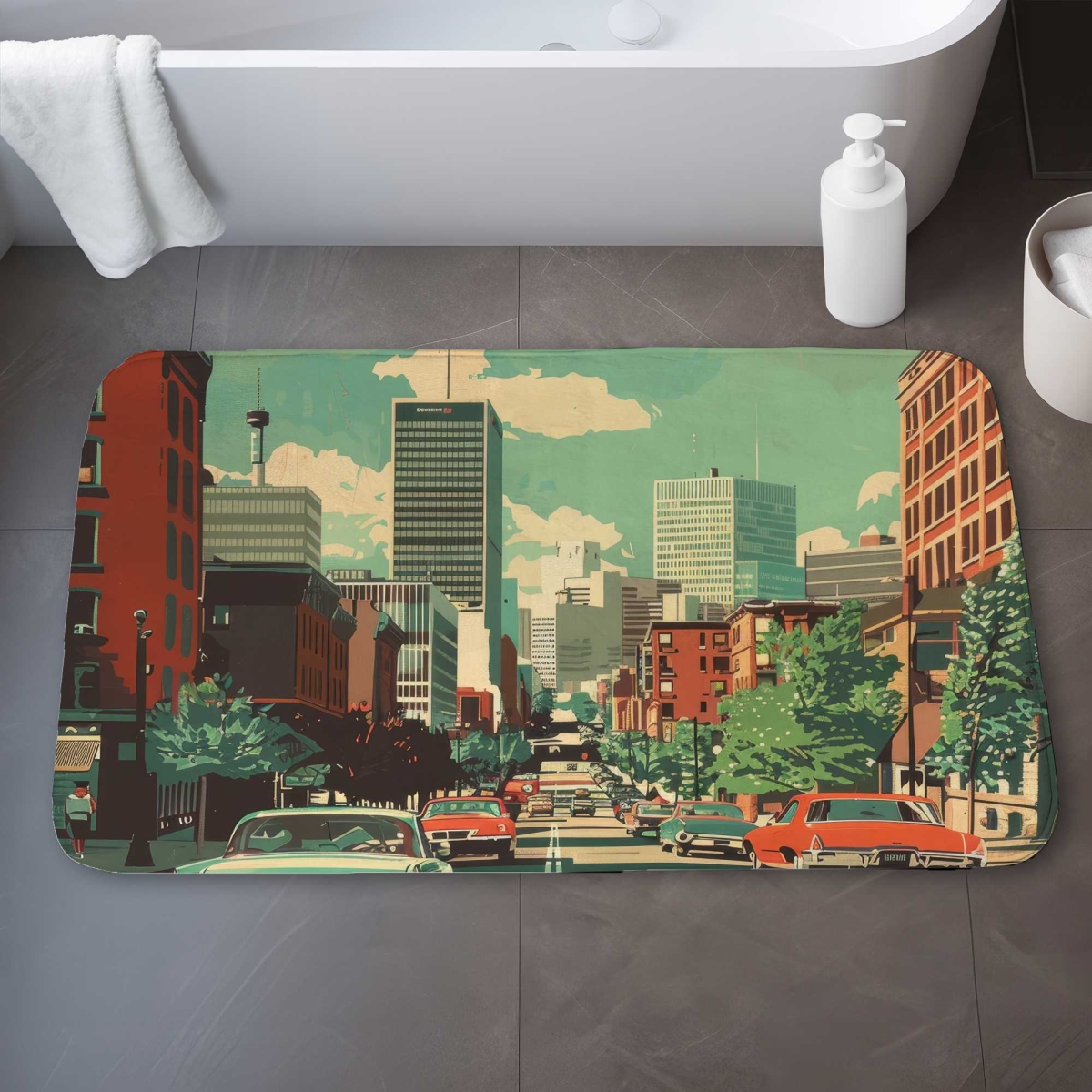 C1BM2134I4L48B 21 x 34 in. On Route Orange Bath Mat for Home Decor - Stylish Comfort