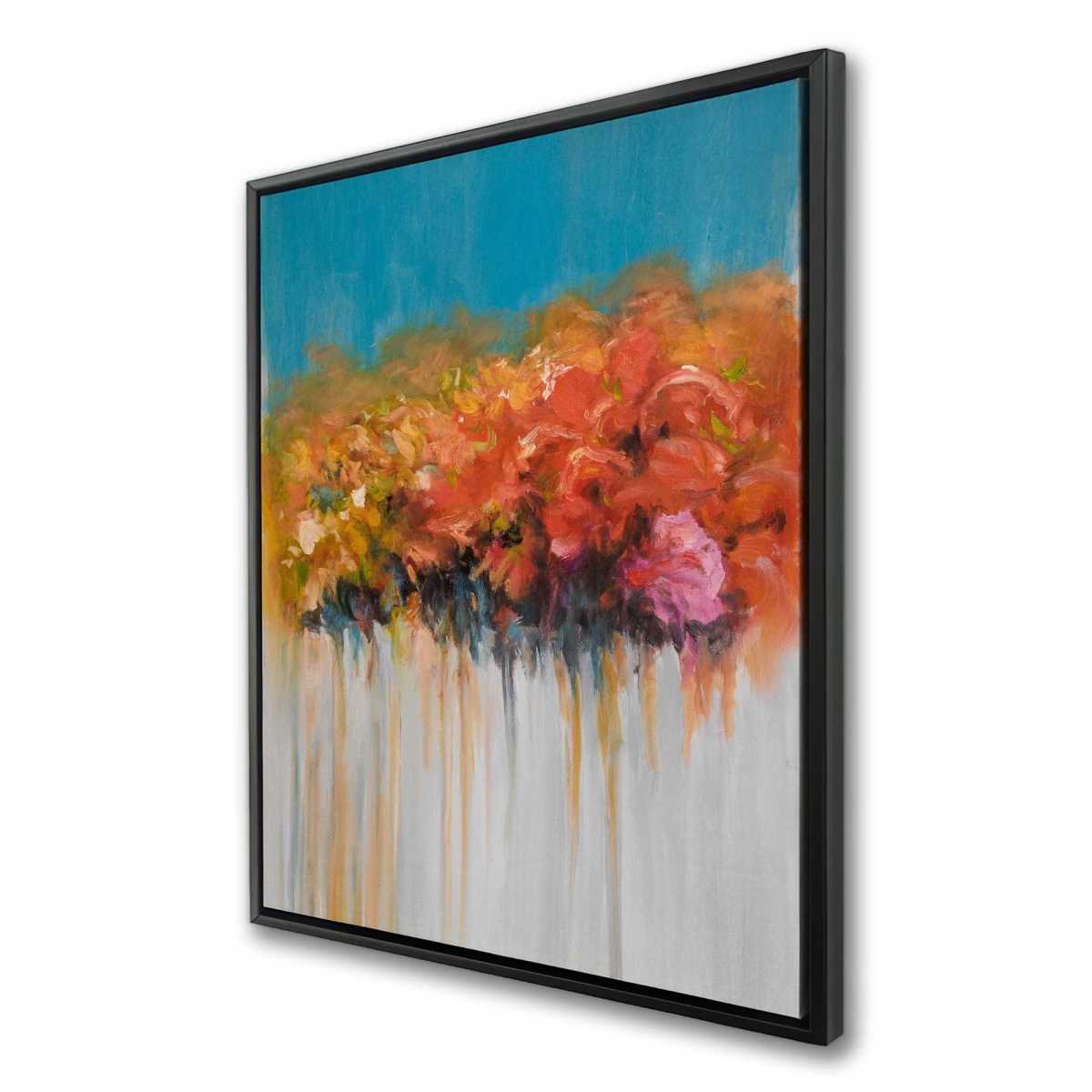 C1FC3648YA4CNH 36 x 48 in. Orange Flowers Bundle - Abstract Framed Canvas for Home