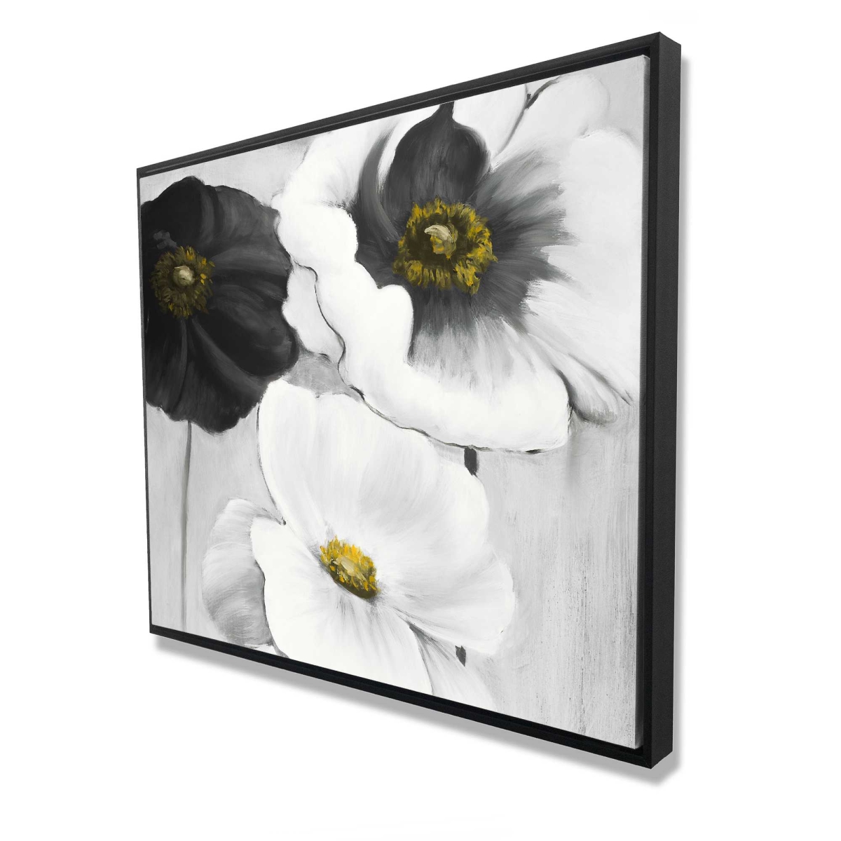 C1FC48606IZEK5 48 x 60 in. Assorted White Flowers - Office Gray Framed Canvas Decor