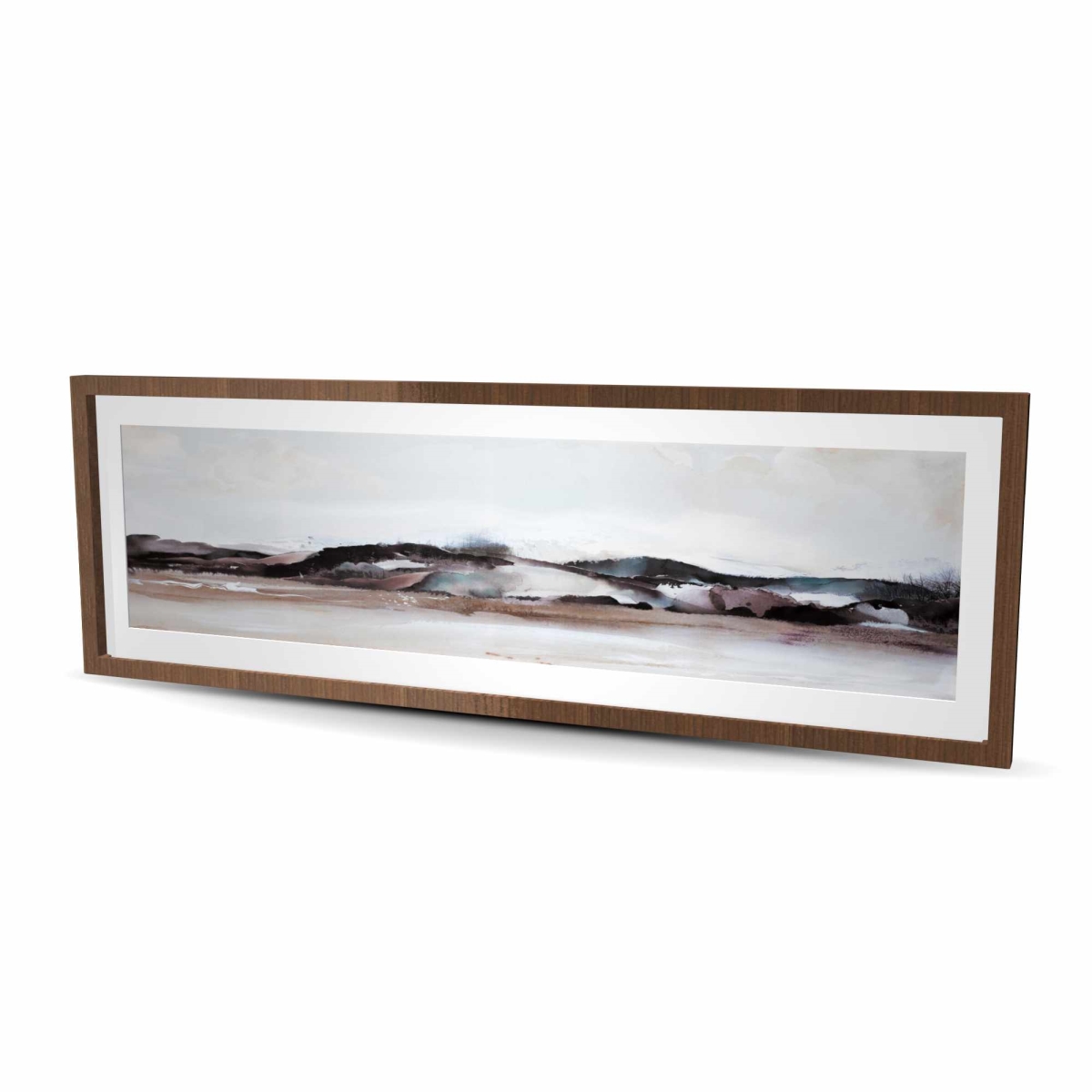 C1FM2060L4PLHM 20 x 60 in. Watercolor Mountains Framed Matted Print Wall Art - Still Life Decor
