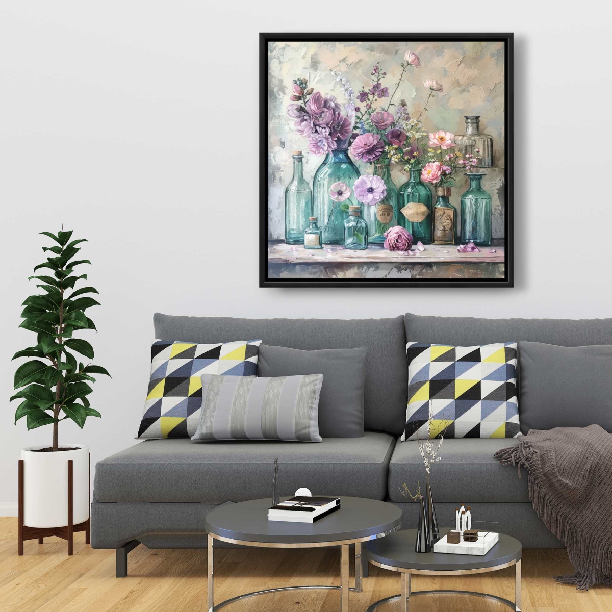 C1FC3636SVZMBE 36 x 36 in. Still Life - Blue Framed Canvas for Elegant Home Decor