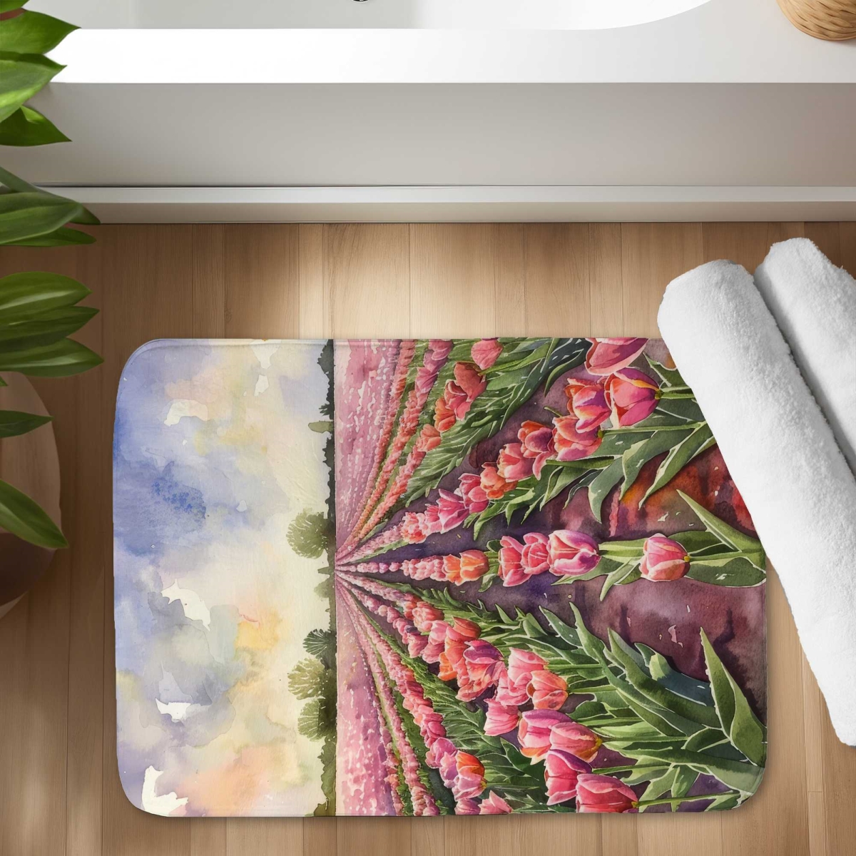C1BM1724CH9N48 17 x 24 in. Rose Row Gray Bath Mat for Elegant Decor - Soft & Durable