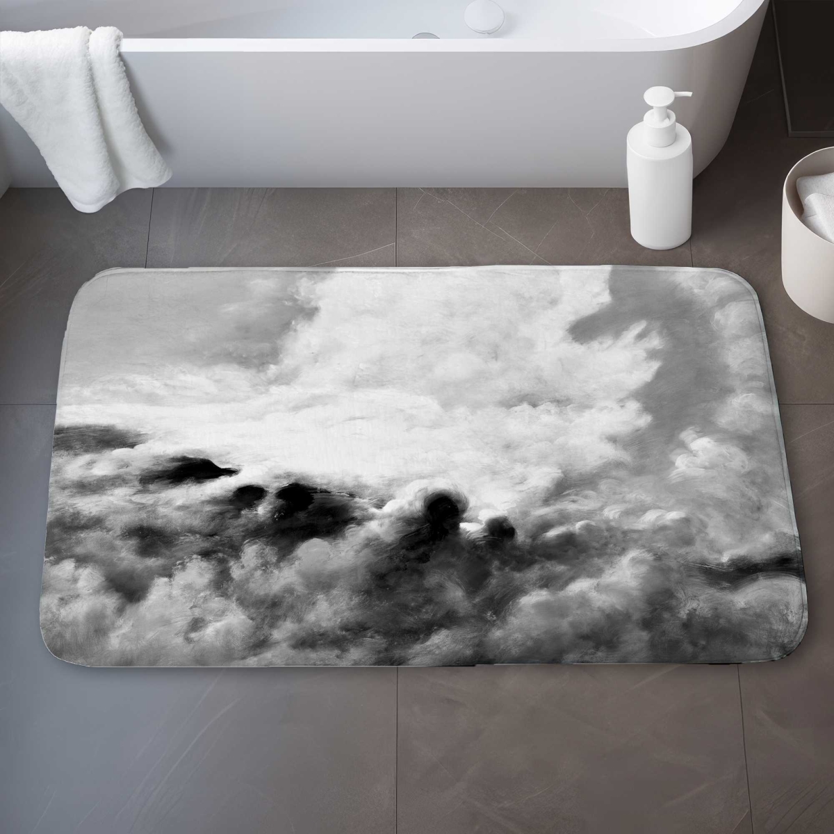 C1BM2134RSAKTI 21 x 34 in. Clouds Bath Mat - White Mountains Home Decor for Comfort