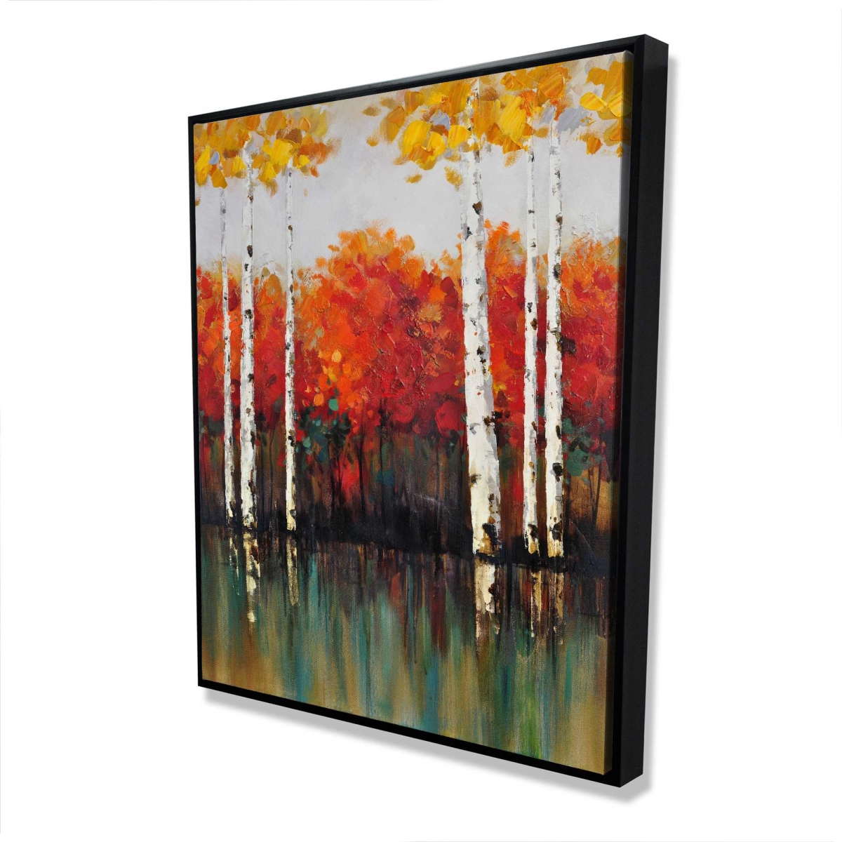 C1FC4860KOOBRJ 48 x 60 in. Birches by Fall - Contemporary Bedroom Framed Canvas Decor