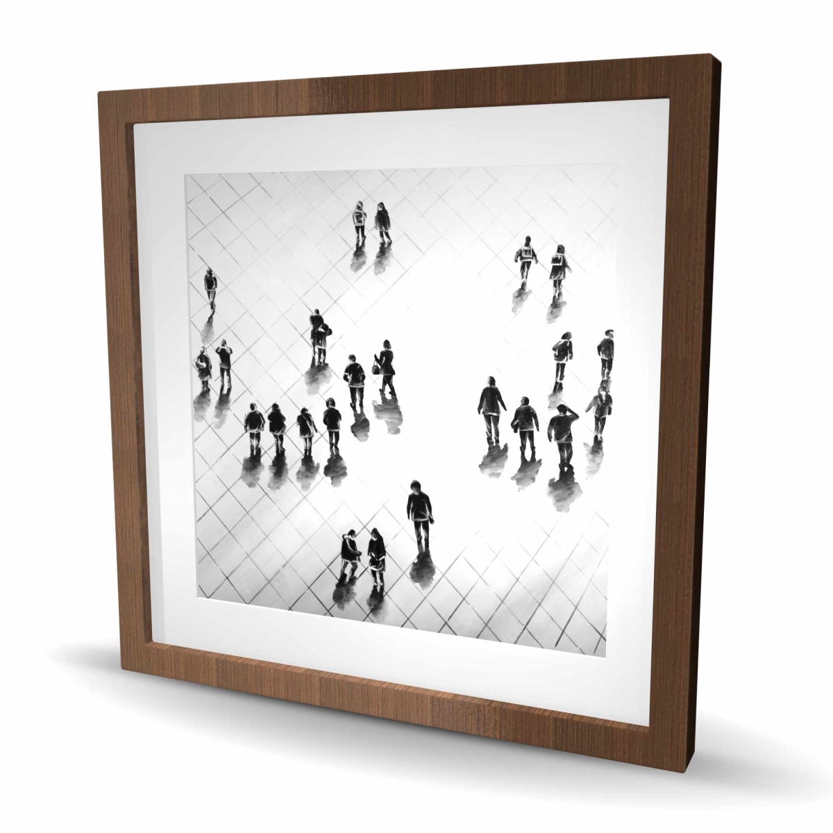 C1FM2424R2FI5I 24 x 24 in. Overhead View of People on the Street - Framed Matted Print Wall Art