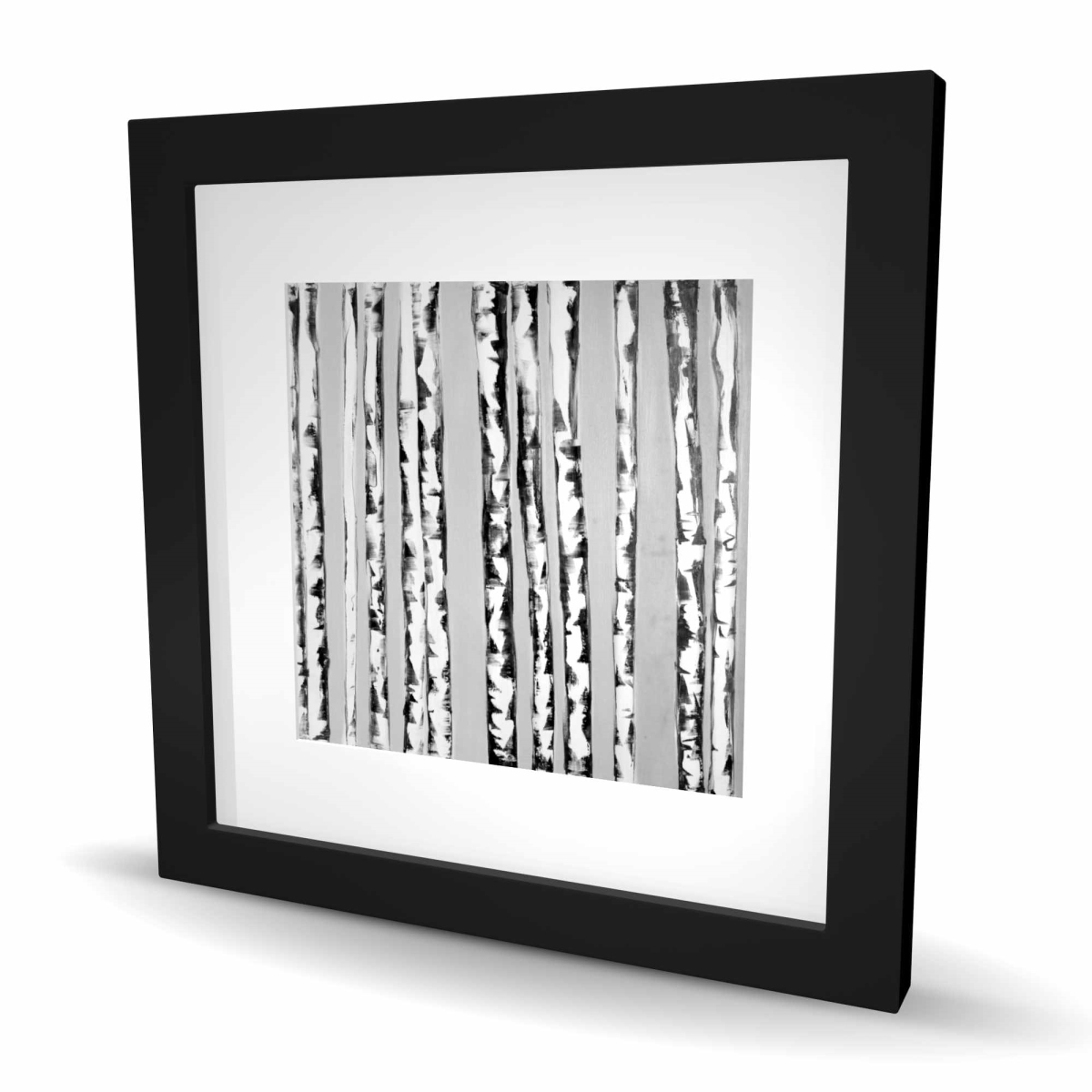 C1FM16167E8RB4 16 x 16 in. Birches Black & White - Gray Trees Framed Matted Print Wall Art