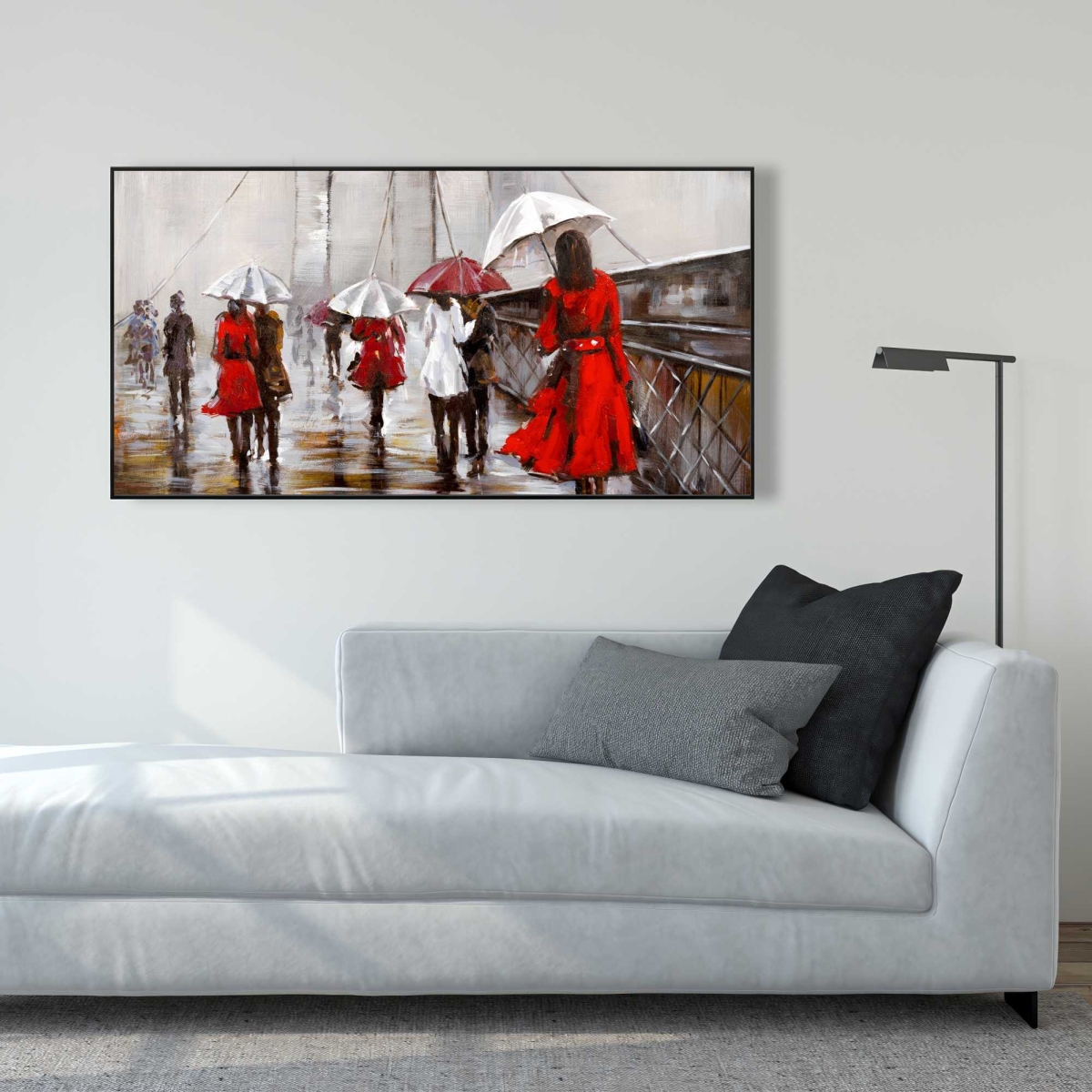 C1FC2448A8ITFJ 24 x 48 in. Walk on the Brooklyn Bridge - Contemporary Framed Canvas Art