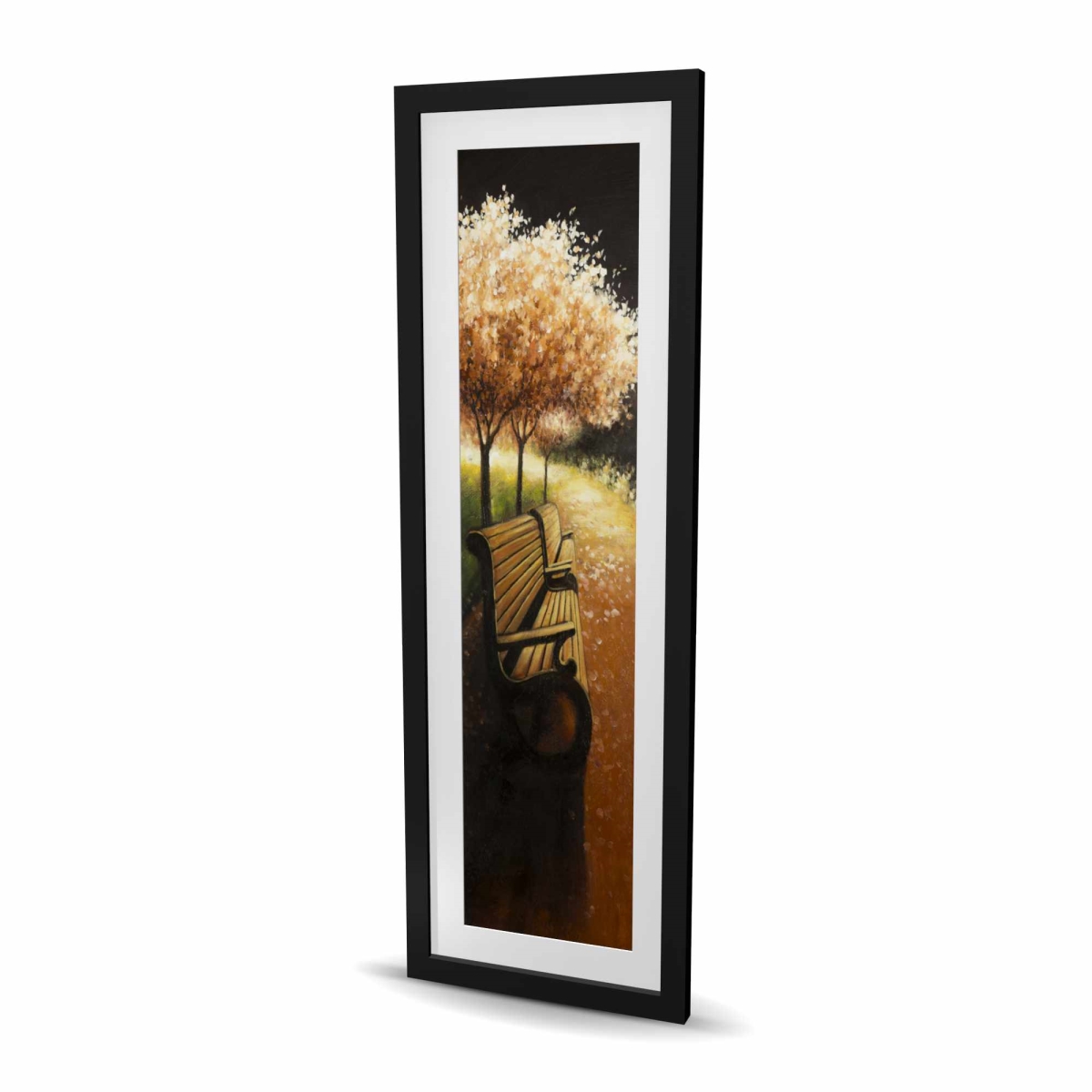 C1FM1648NK066K 16 x 48 in. Park Bench On A Fall Day - Trees Landscapes Framed Print Wall Art