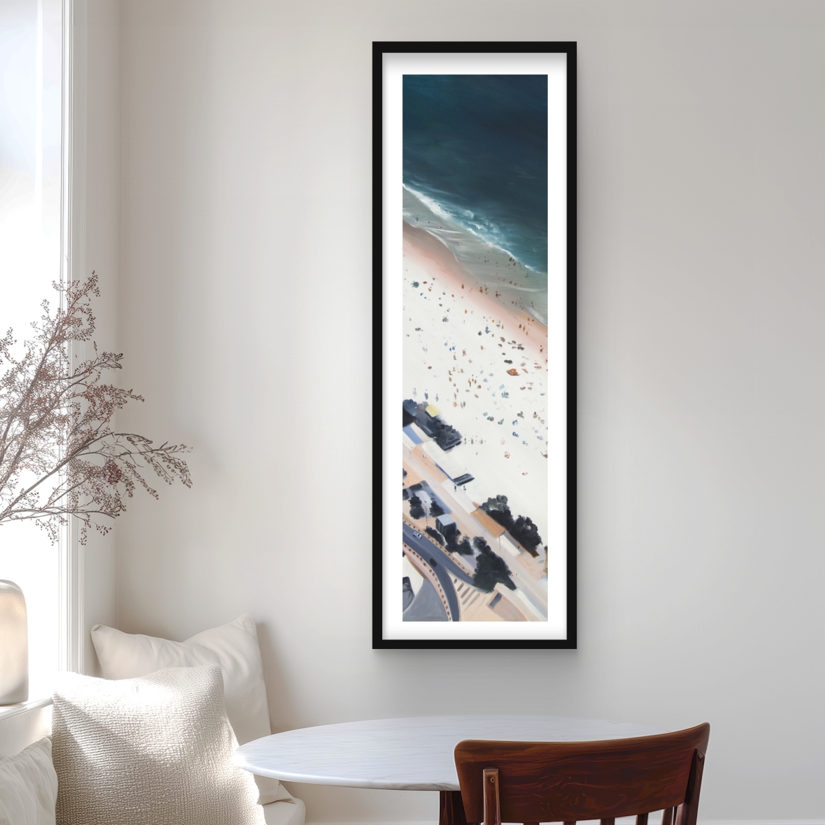 C1FM1648PGFWTE 16 x 48 in. Hot Day At the Beach Wall Art - Coastal Bedroom Framed Print Decor