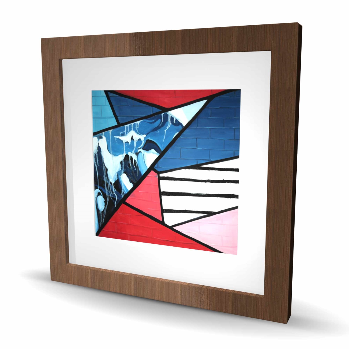 C1FM16165ABA9V 16 x 16 in. Diagonal Unity - Framed Matted Print Wall Art for Bedroom Decor