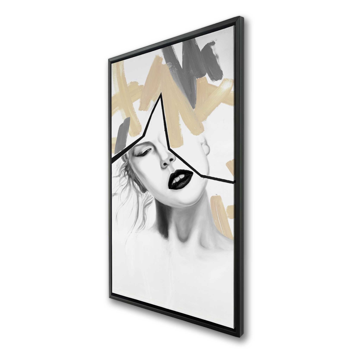 C1FC2448VRKD42 24 x 48 in. Divided Woman - Retro Figurative Framed Canvas