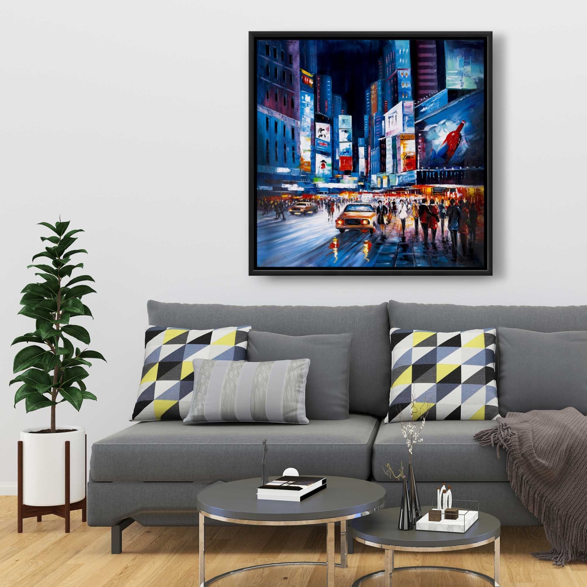 C1FC36367G9PDO 36 x 36 in. Times Square Perspective - Car Bedroom Framed Canvas Decor