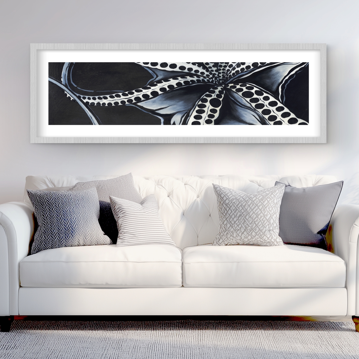 C1FM2060BBEAZ2 20 x 60 in. Octopus Tentacle Framed Matted Print Wall Art - Coastal Home Decor