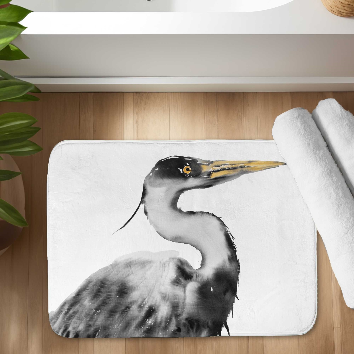 C1BM17245X75EX 17 x 24 in. Great Heron Gray Office Bath Mat - Home Decor Essentials