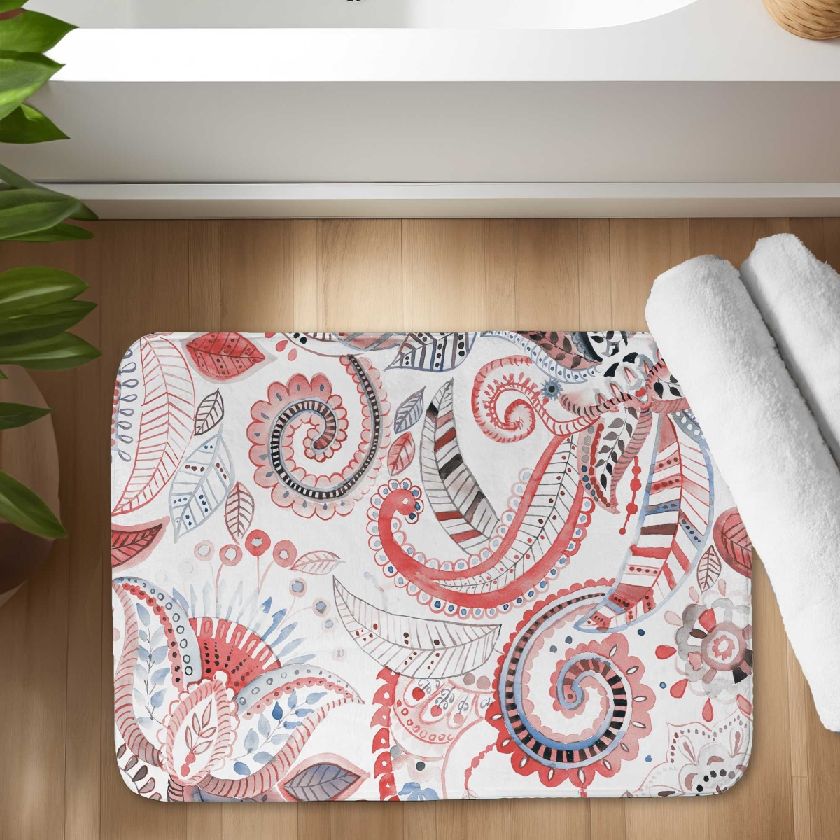 C1BM17246RVLTQ 17 x 24 in. Paisley Pattern Bath Mat - Illustrative - Soft & Stylish