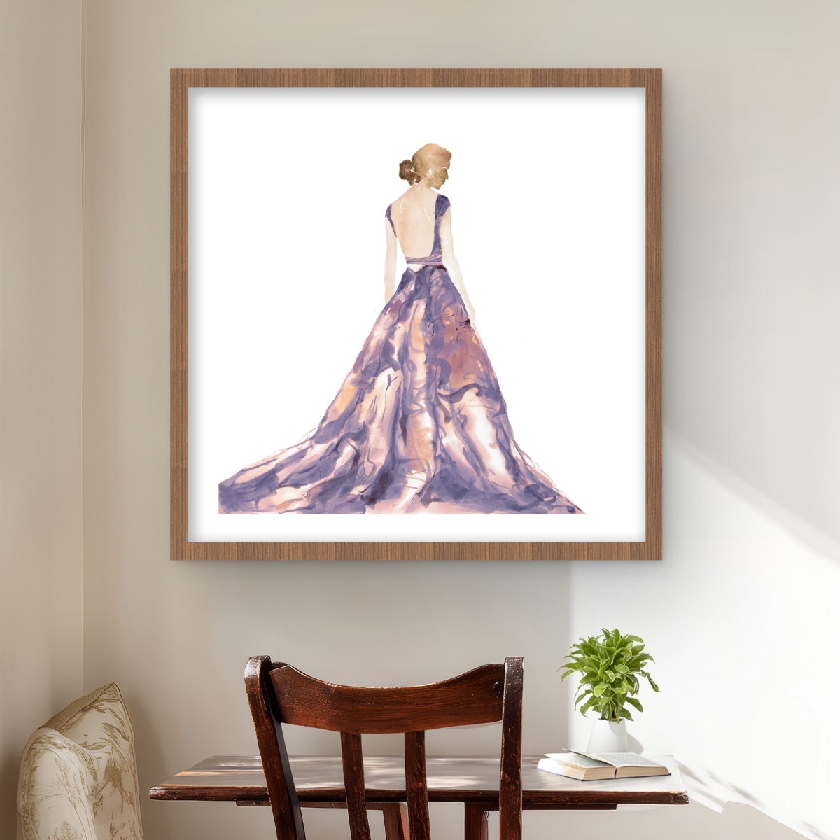C1FM24249SC2O7 24 x 24 in. Purple Romantic Framed Matted Print Wall Art - Home Decor Art