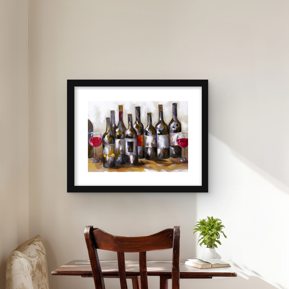 C1FM162044H4CL 16 x 20 in. Red Wine Bottles - Kitchen Still Life Framed Print Wall Art for Decor