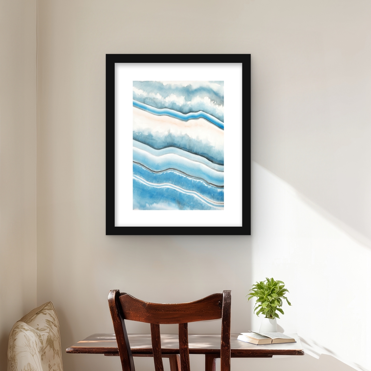 C1FM162059FVN8 16 x 20 in. Textured Geode Print Wall Art - Office Blue Framed Matted Art Decor