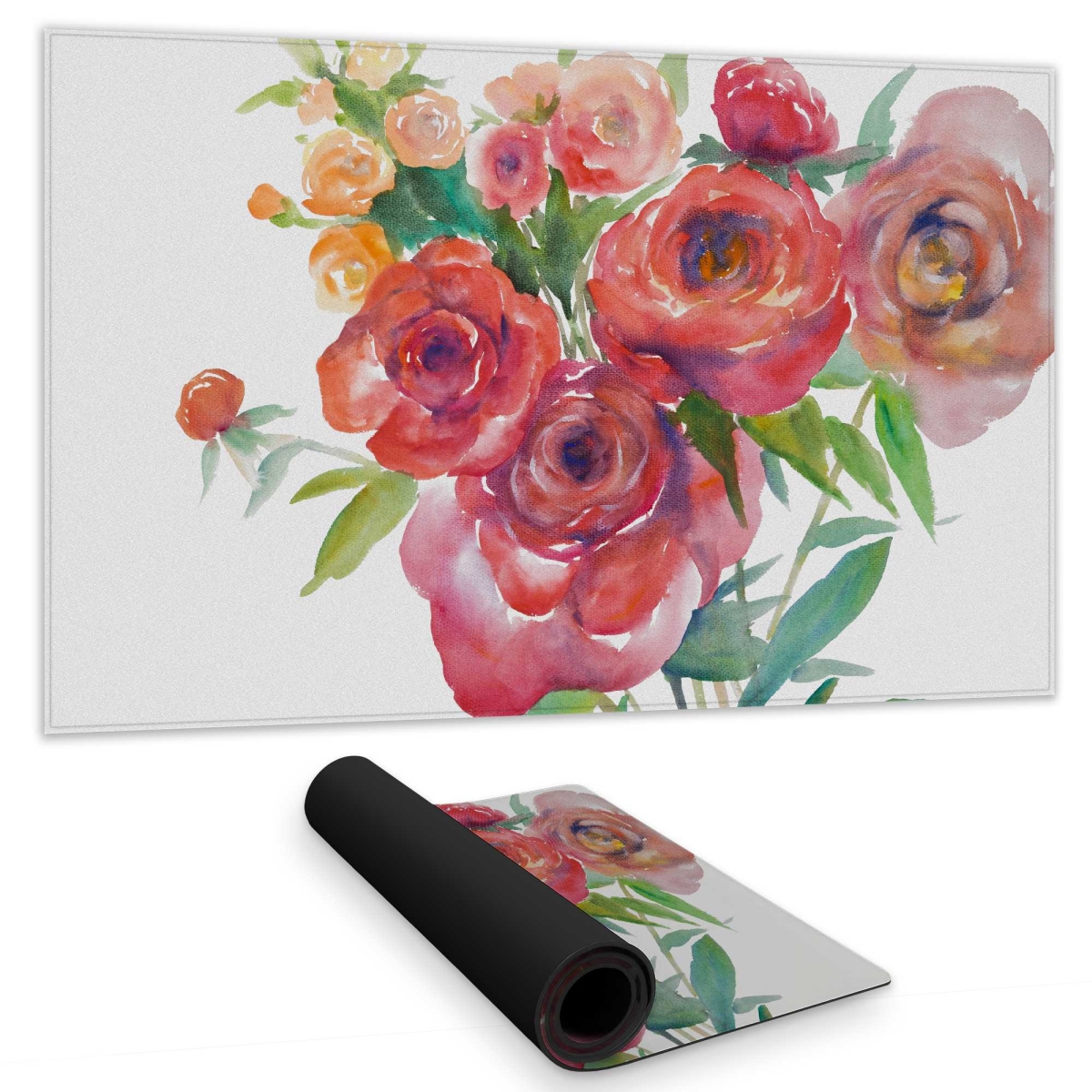 C1DM1424NCI7D6 14 x 24 in. Watercolor Bouquet of Flowers - Bedroom Gaming Desk Mat - Decor