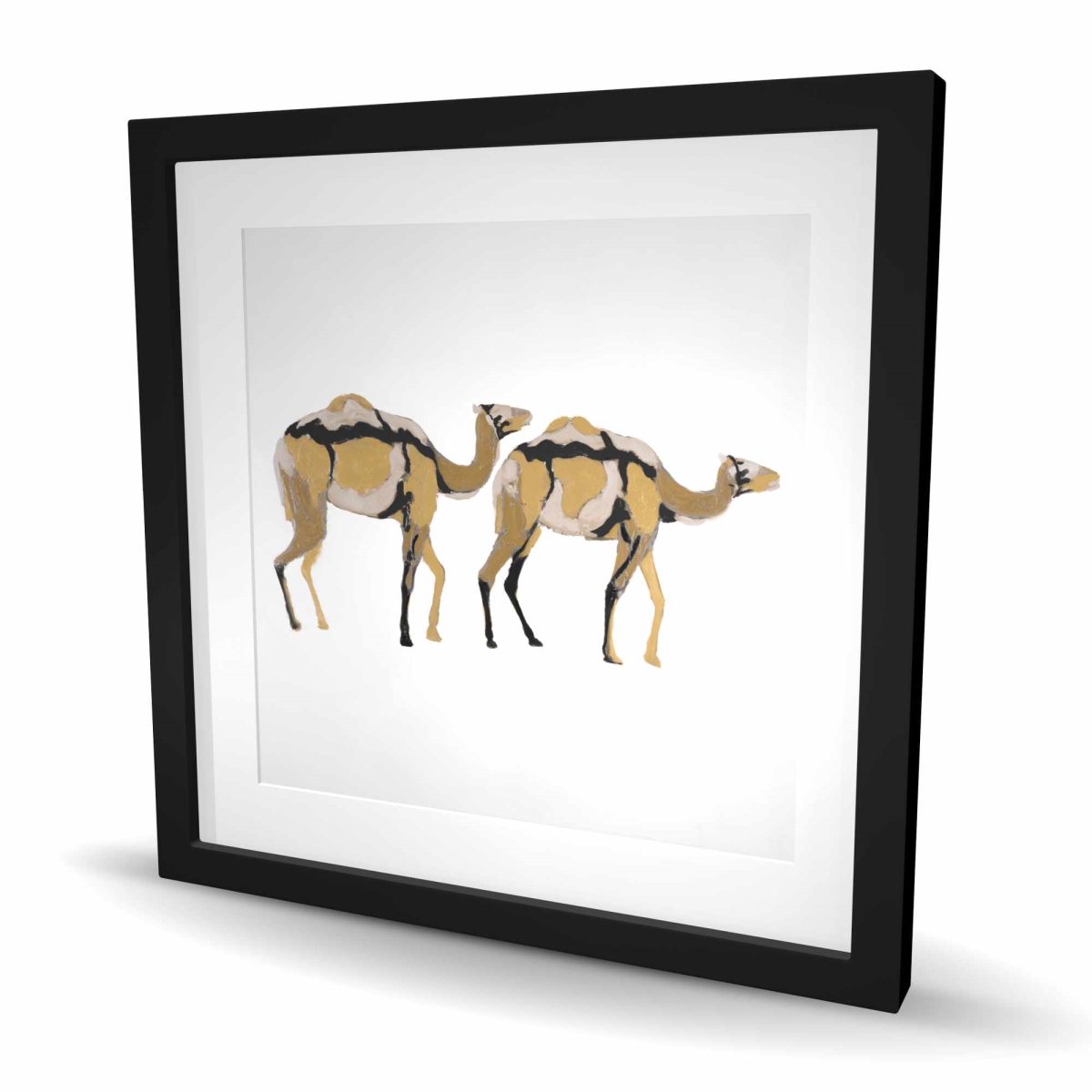 C1FM2424OI2S4O 24 x 24 in. Two Abstract Dromedars - Framed Matted Print Wall Art for Home Decor