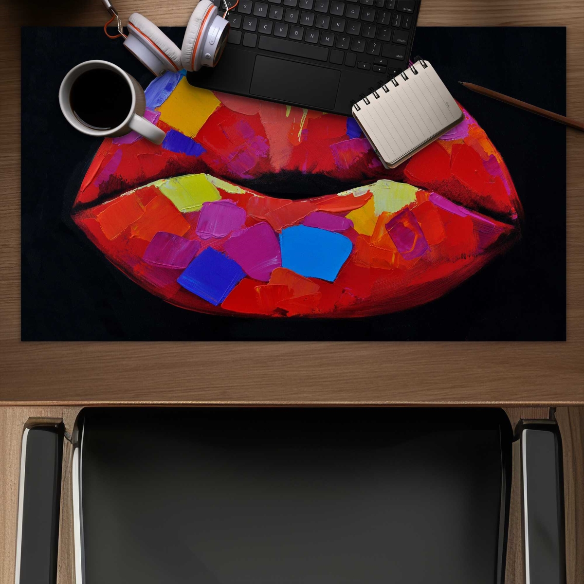 C1DM1424X5T09G 14 x 24 in. Colorful Lipstick Gaming Desk Mat - Stylish Decor - Livingroom