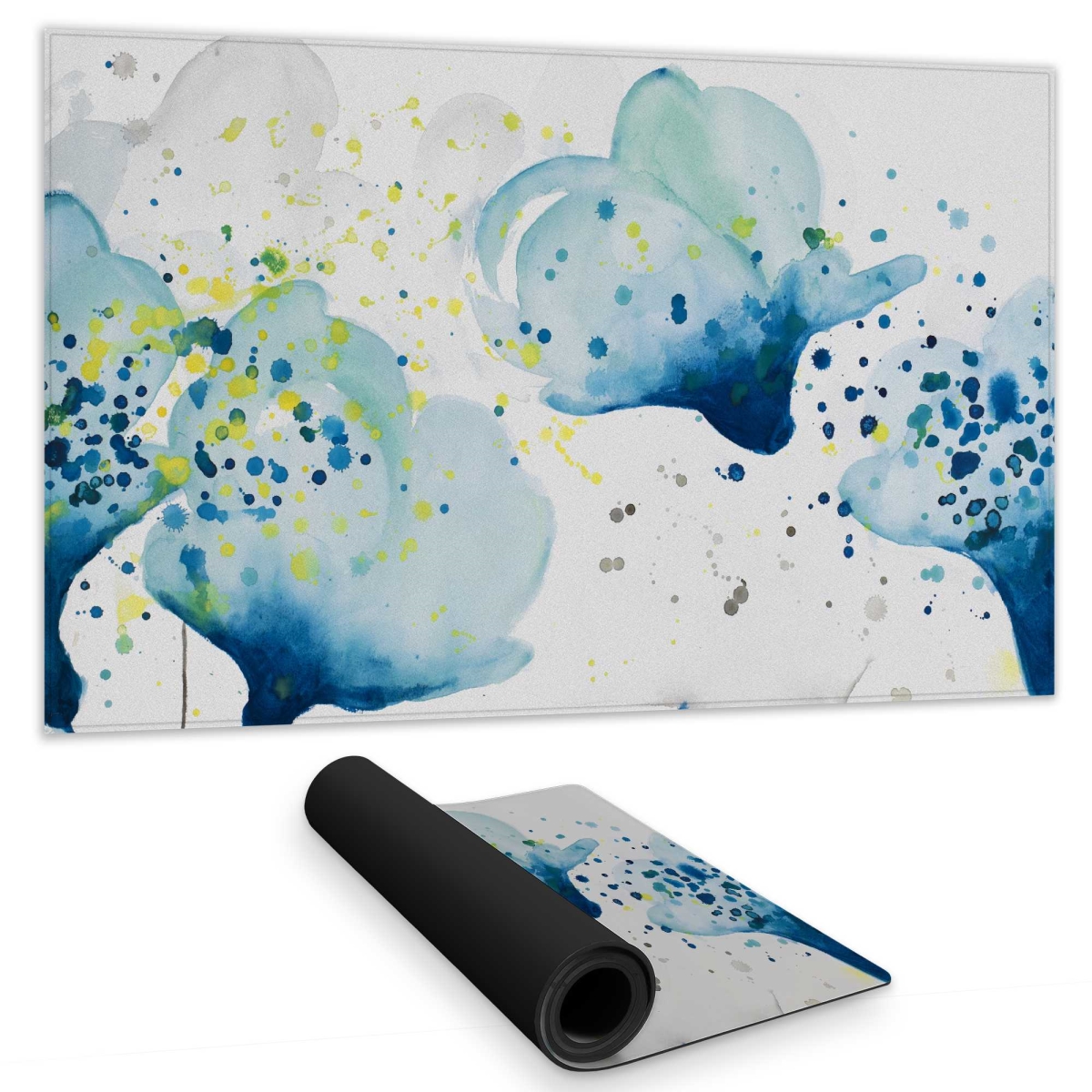 C1DM1424XP73UD 14 x 24 in. Dotted Paint Splash Flowers - Contemporary Office Gaming Desk Mat