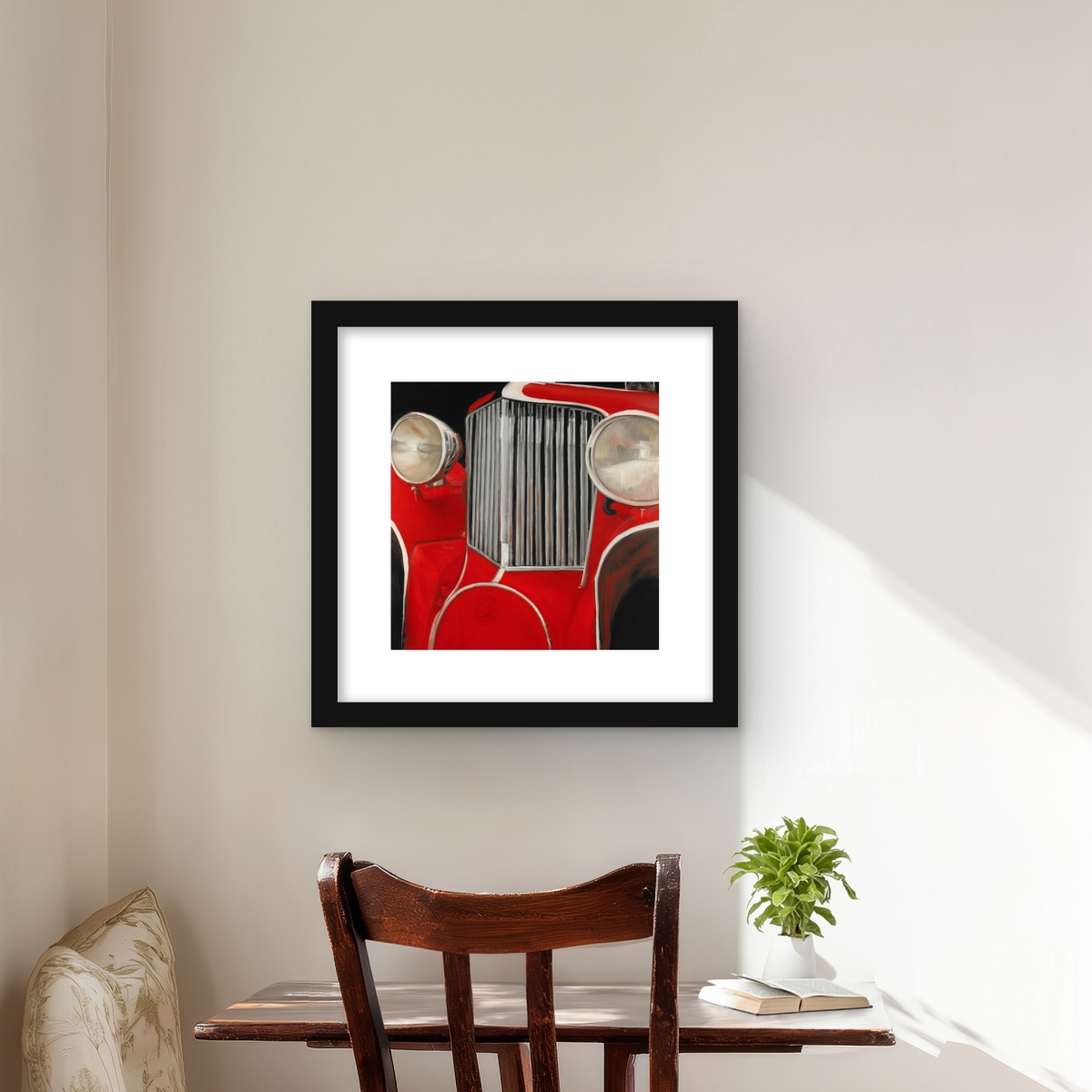 C1FM161670N1HI 16 x 16 in. Car of the 50 Closeup - Gray Car Matted Print Wall Art - Home Decor