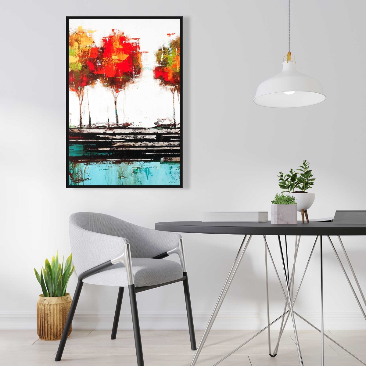 C1FC2436KGR77V 24 x 36 in. Modern Style Trees - Framed Canvas for Home Decor