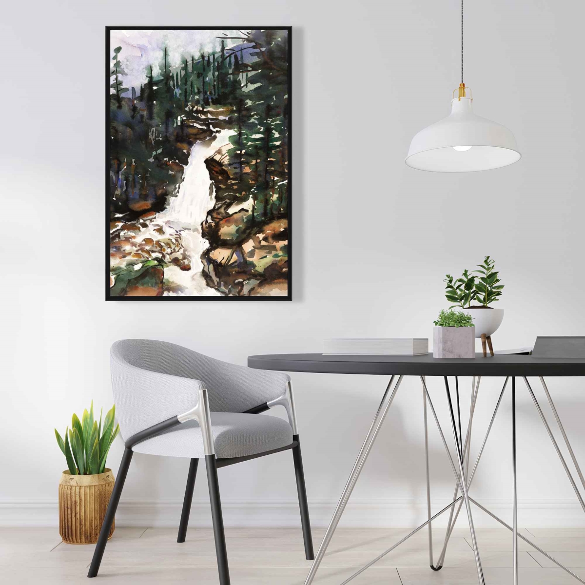 C1FC2436R0HZ52 24 x 36 in. Falls of Alberta - Rustic Framed Canvas for Home Decor