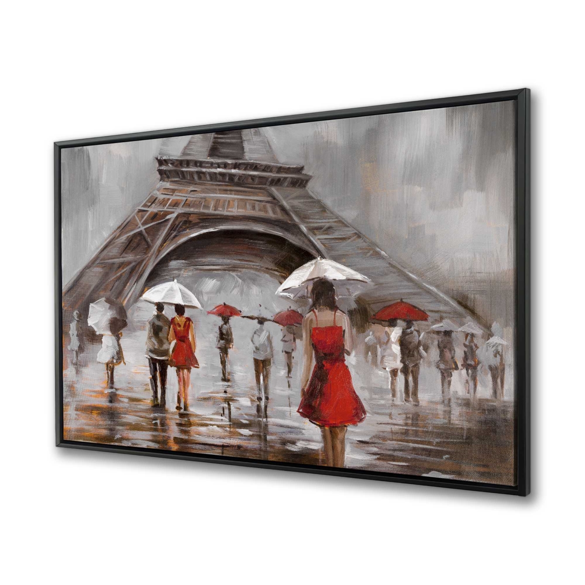 C1FC3648SYXVUF 36 x 48 in. Near The Eiffel Tower - Romantic Gray Framed Canvas Decor