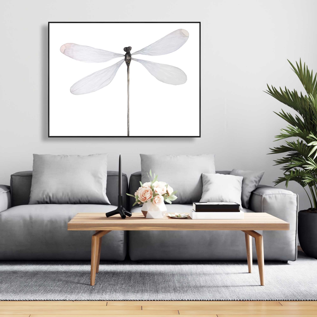 C1FC3648DGSJNP 36 x 48 in. Minimalist Dragonfly - Framed Canvas Insect Home Decor