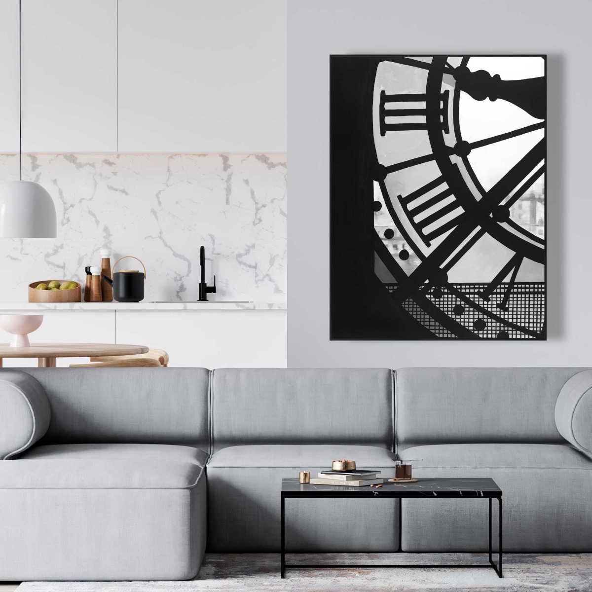 C1FC3648UD1WOG 36 x 48 in. Clock at the Orsay Museum - Black & White Canvas Decor