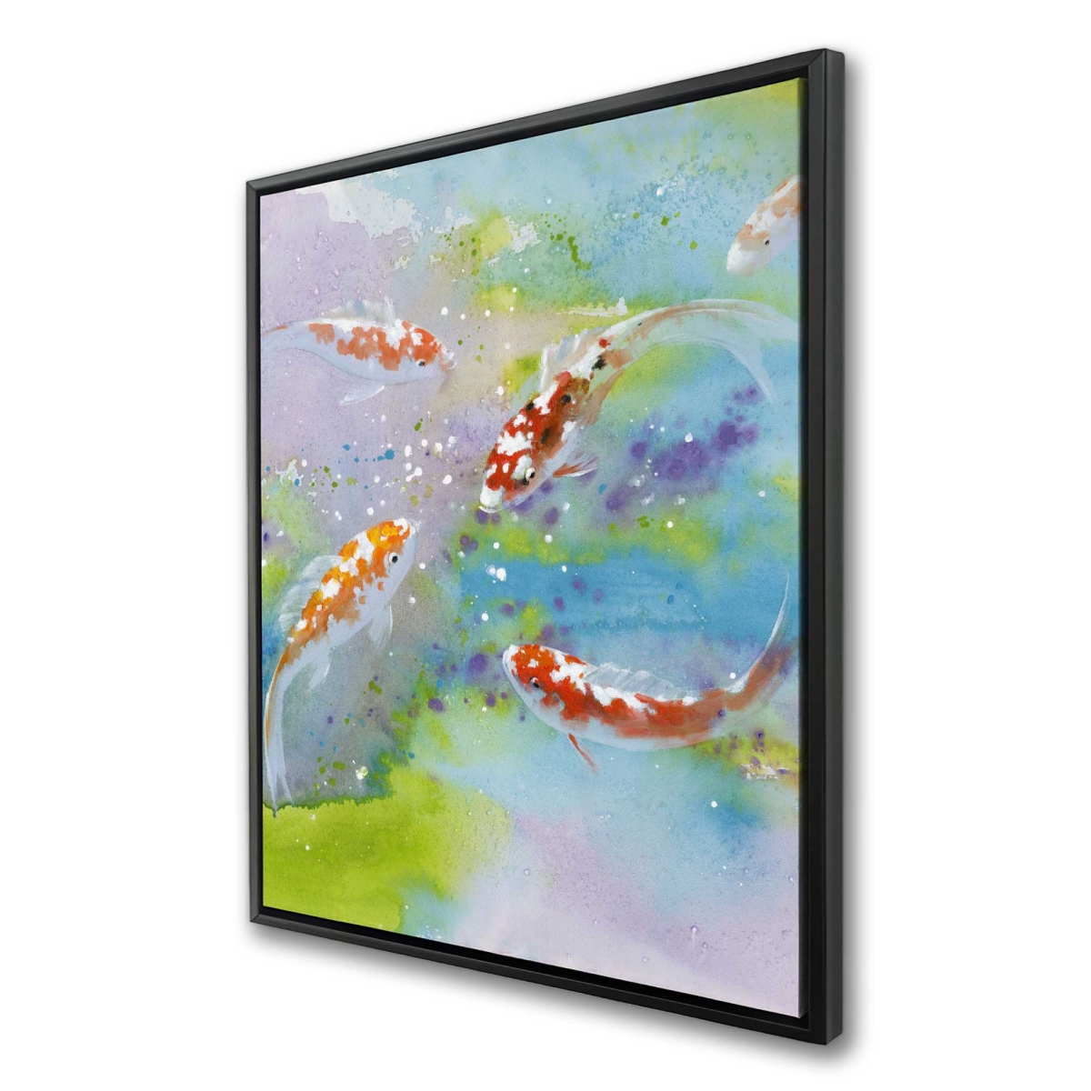 C1FC3648VBEPL6 36 x 48 in. Four Koi Fish Swimming - Orange Framed Canvas Art