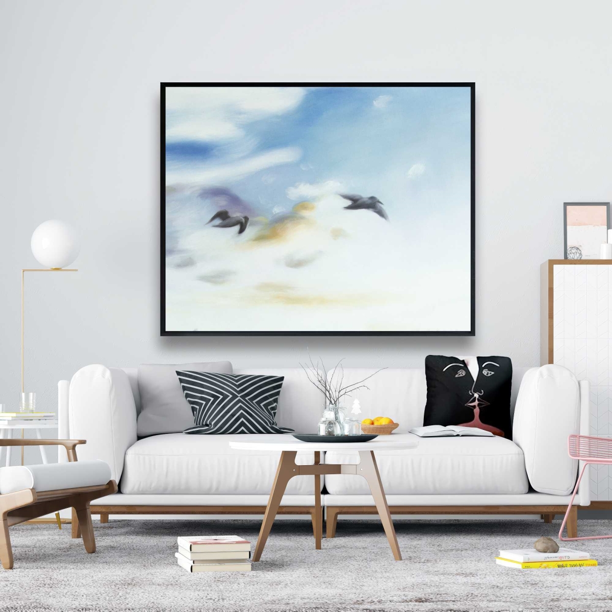C1FC4860S6GA8E 48 x 60 in. Birds in the Sky - Exotic Animals Framed Canvas