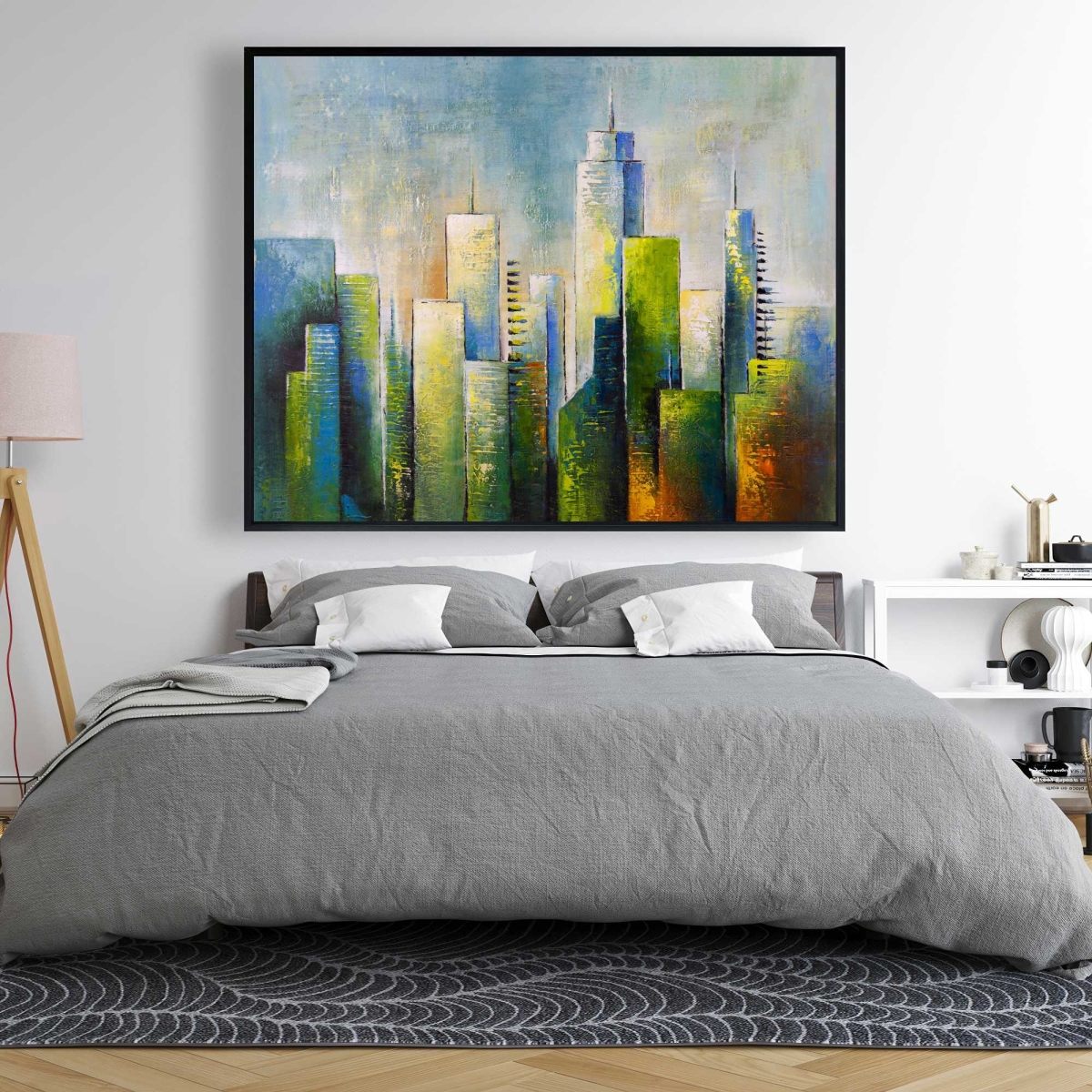C1FC4860W9W27E 48 x 60 in. Abstract Skyline - Building Cities Framed Canvas for Home