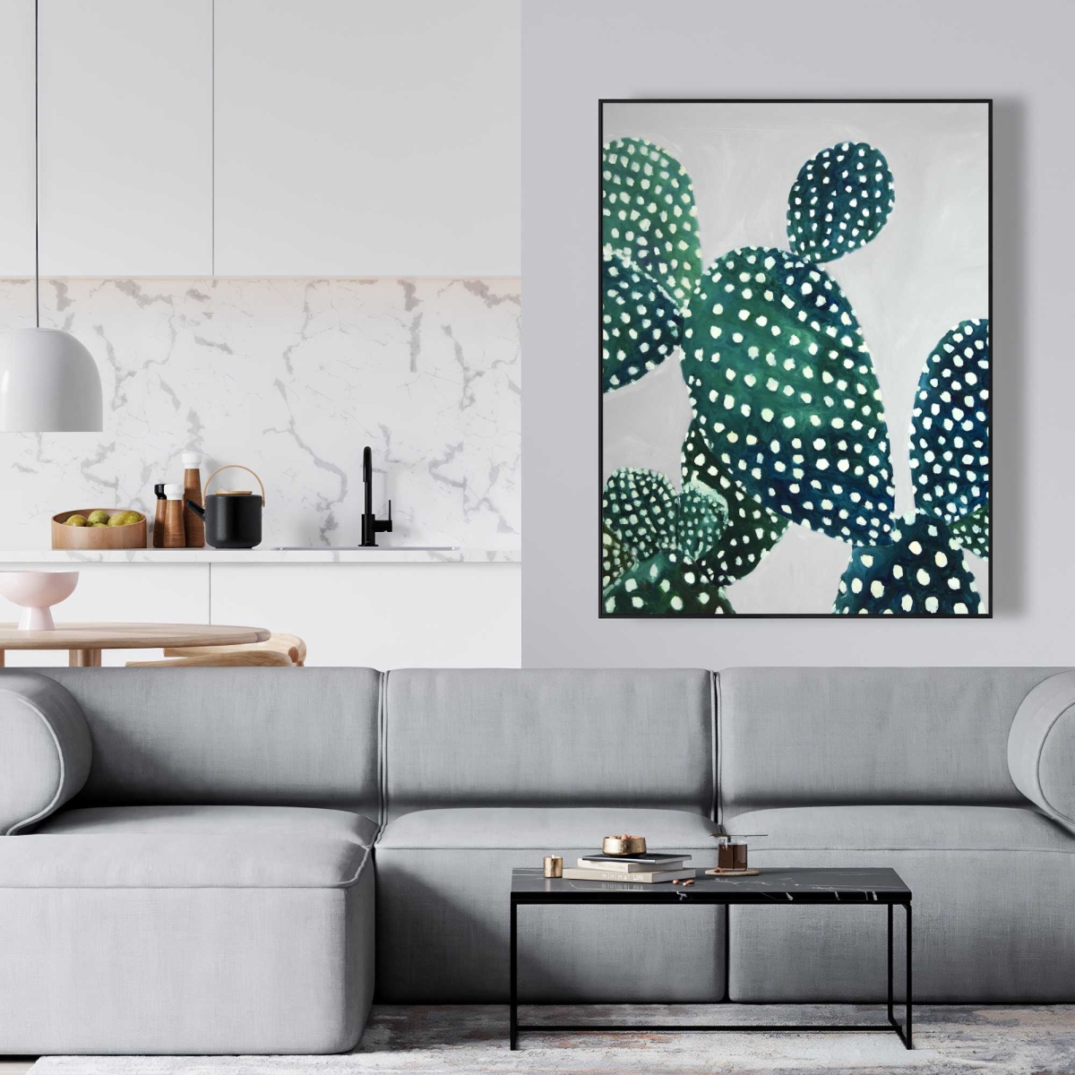C1FC3648IVJE07 36 x 48 in. Opuntia Cactus - Exotic Kitchen Framed Canvas Home Decor