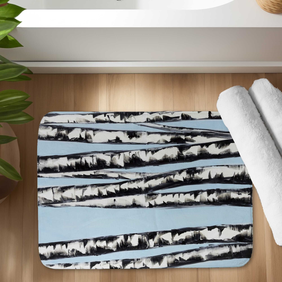 C1BM17245FXBWL 17 x 24 in. Pastel Birches - Blue Trees Bath Mat for Home Decor