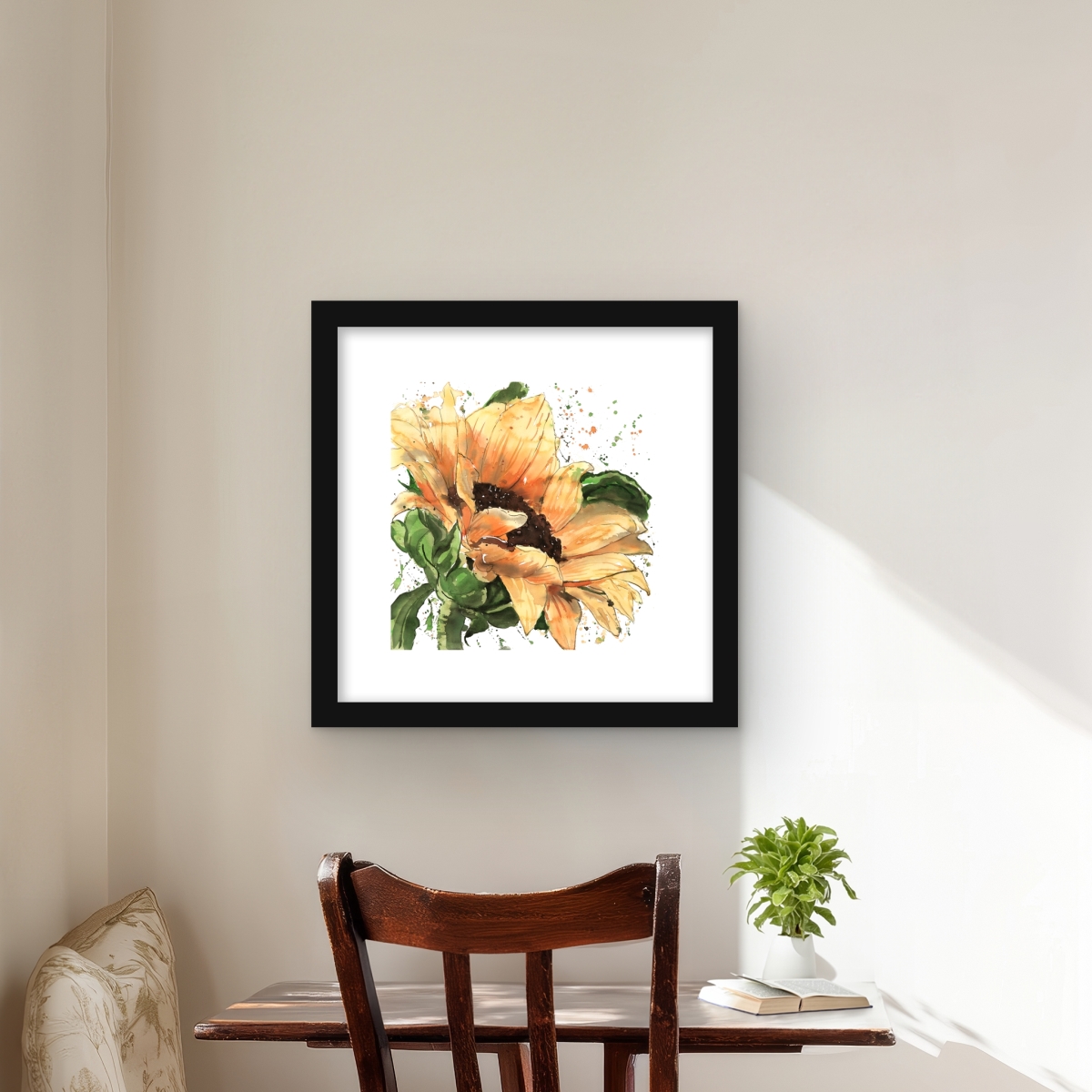 C1FM1616CSKXNS Sunflower In Bloom - Yellow Framed Matted Print Wall Art - Home Decor - 16 x 16 in.