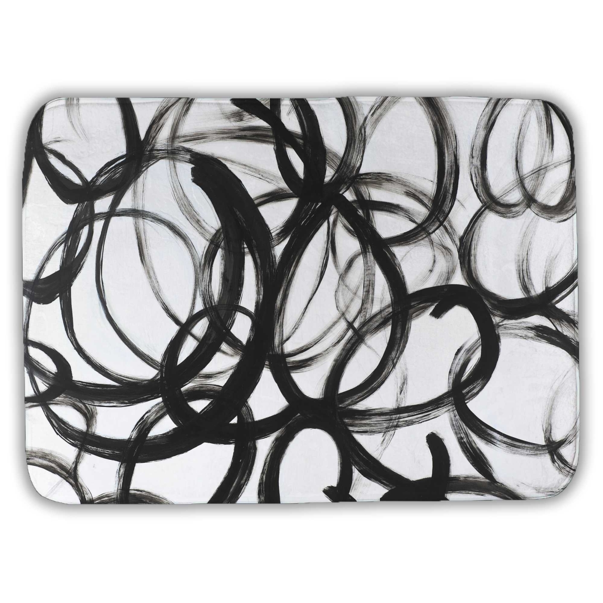 C1BM1724ZR0Q37 17 x 24 in. Abstract Curly Lines Bath Mat - White Pattern Home Decor