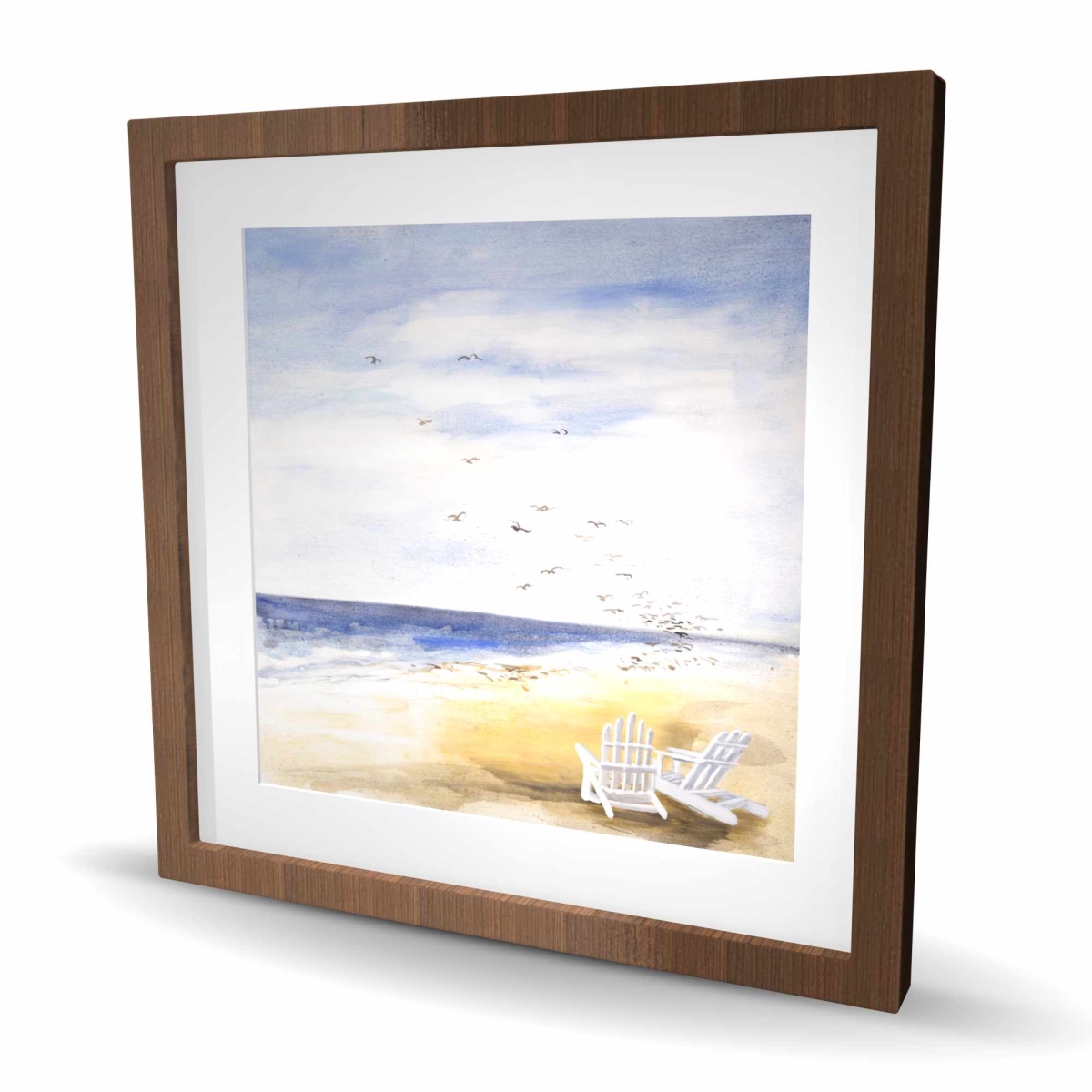 C1FM2424FQUPKQ 24 x 24 in. Day at the Beach - Blue Framed Matted Print Wall Art for Home Decor