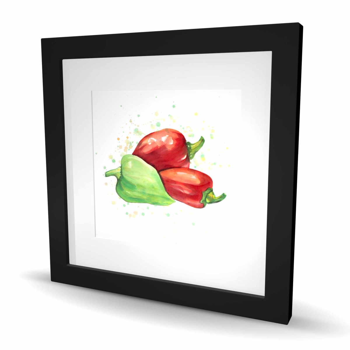 C1FM1616KM73SY 16 x 16 in. Bell Peppers Still Life Print Wall Art - Framed Matted Home Decor
